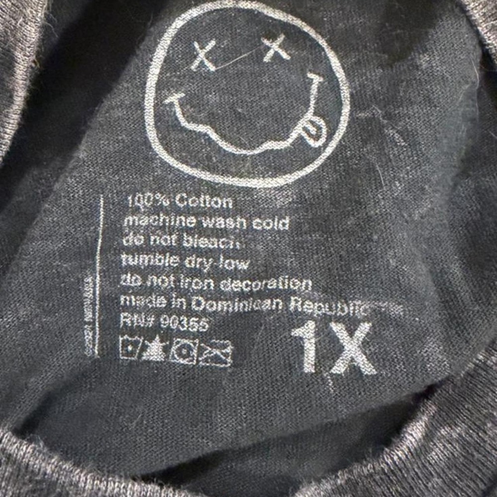 Nirvana In Utero Graphic Tee Charcoal Acid Wash Rock Band T-Shirt 1X - Picture 3 of 3